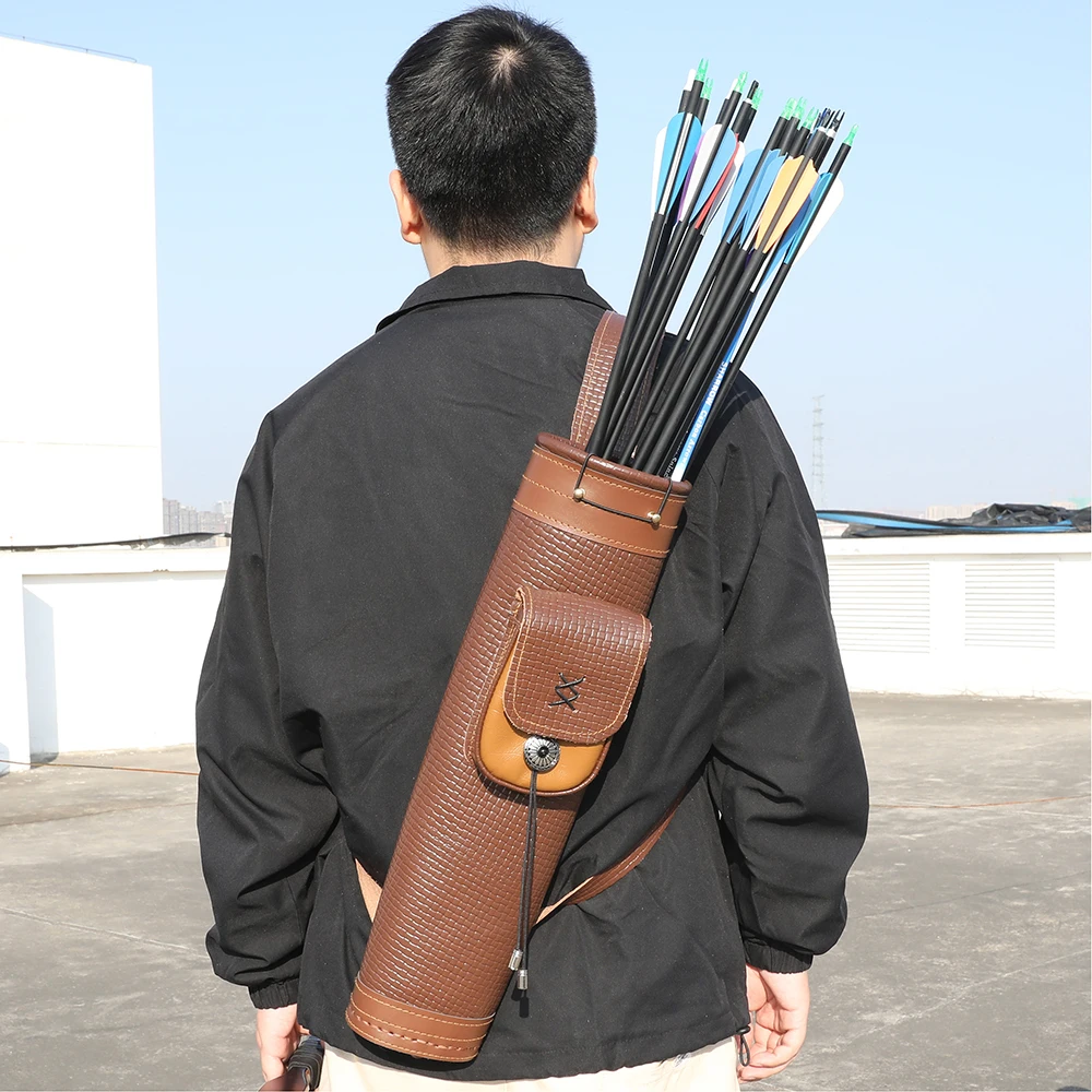 Quiver Arrow Back - Cowhide Archery Arrow Quiver Shoulder Back