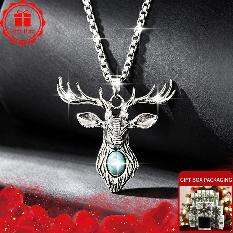 Elk Bugle Call - Vintage Stag Deer Head Pendant Necklace