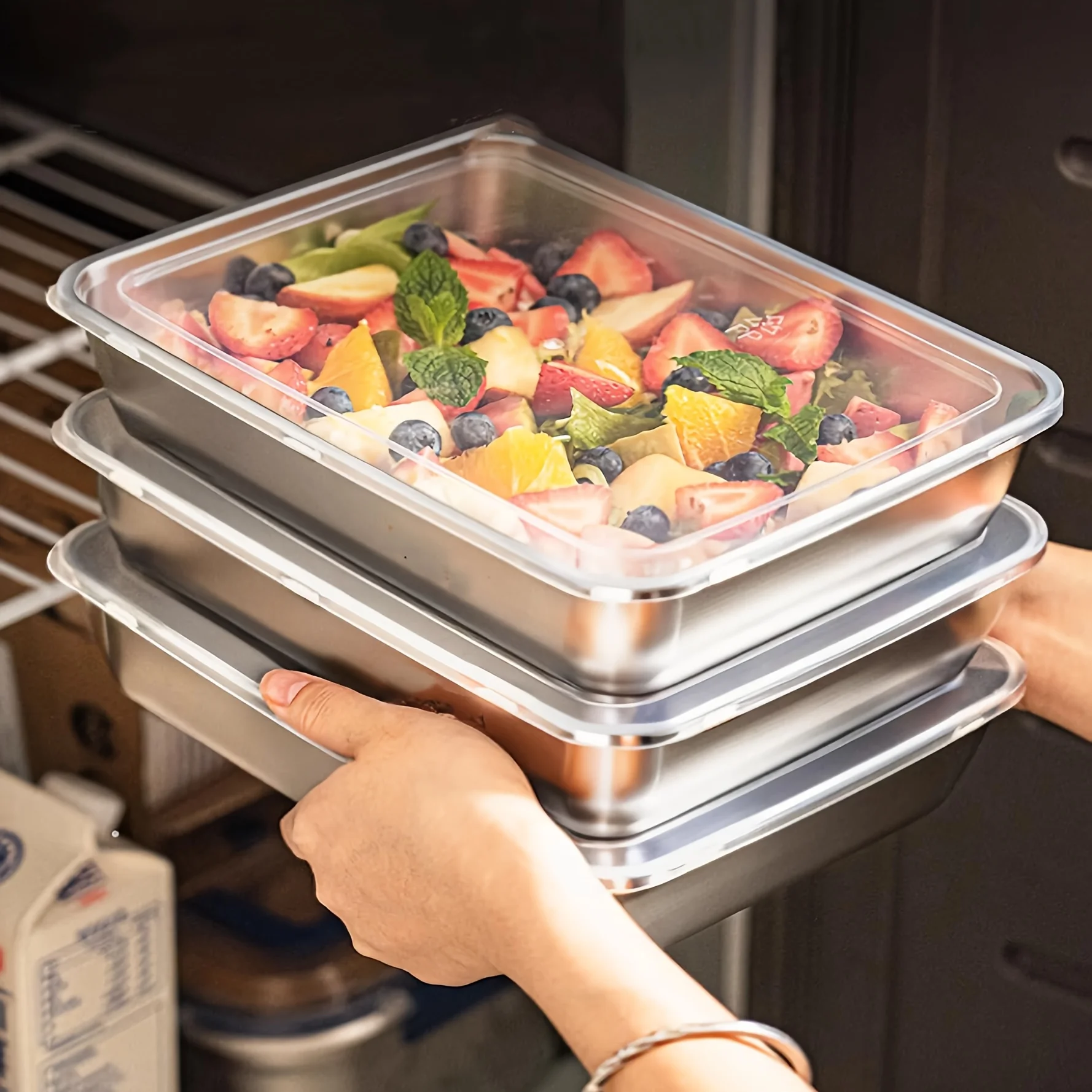 Outdoor Hunting Kitchen - 3pcs Stainless Steel Food Containers &