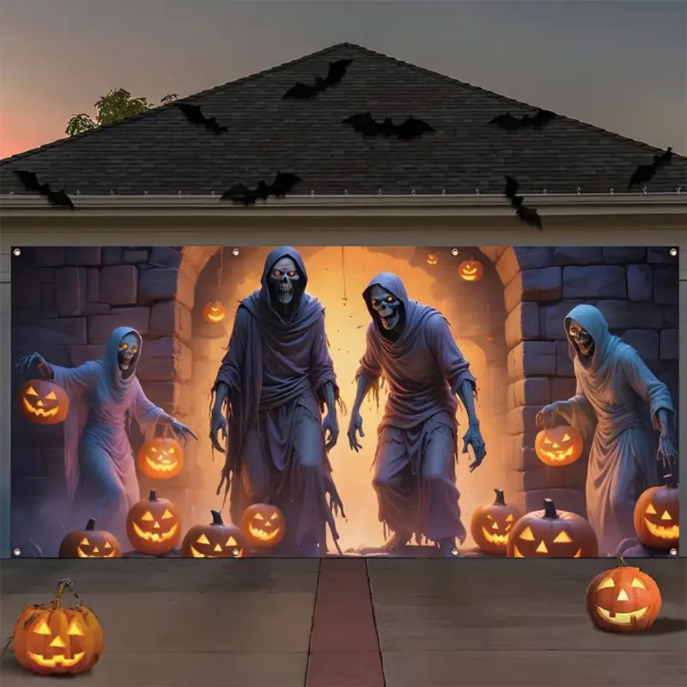Hunting Outdoor Background - VIKAMA Halloween Garage Banner 180x400cm Extra
