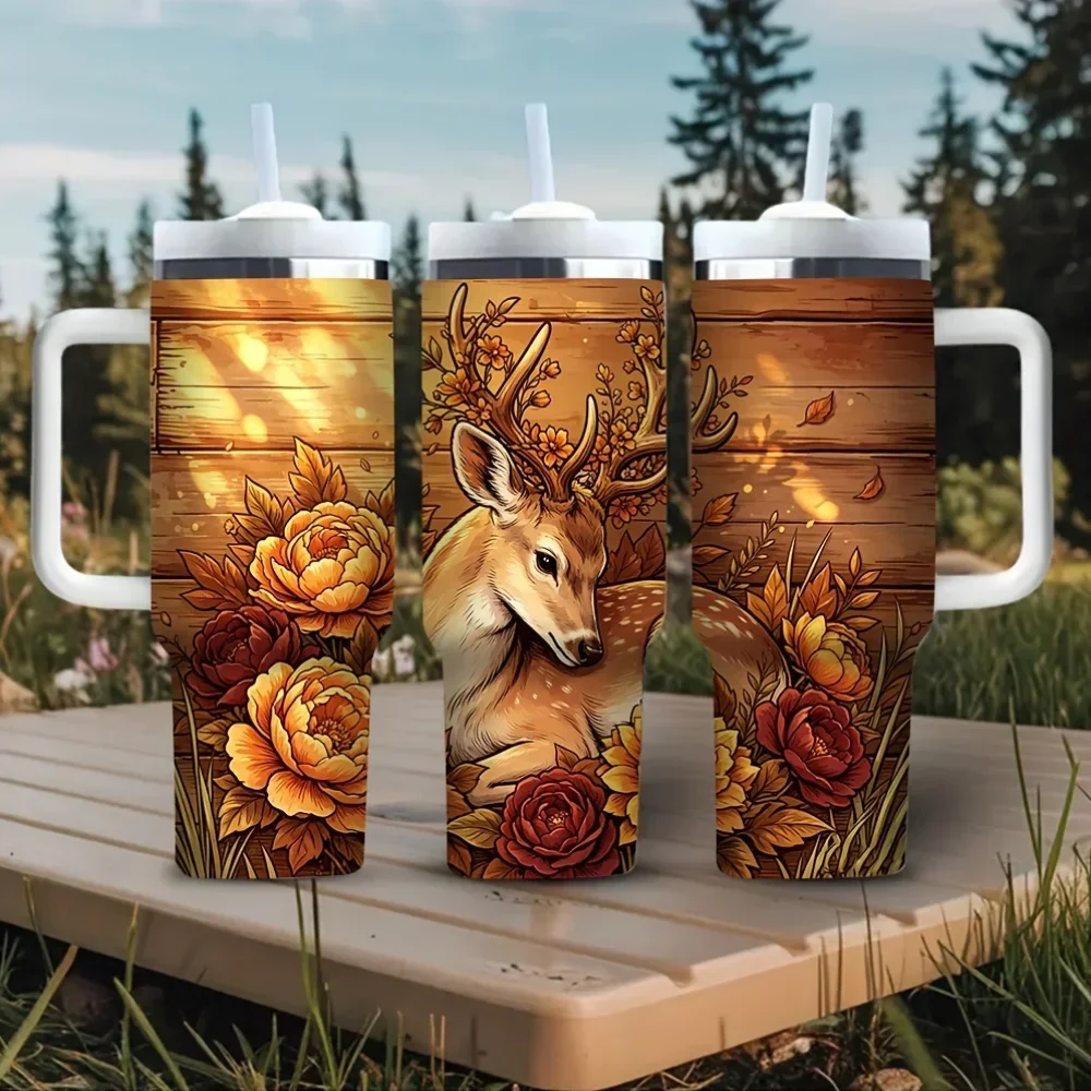 40Oz Tumbler with Handle, Beau - Hunting Outdoor Background ulasan dan harga