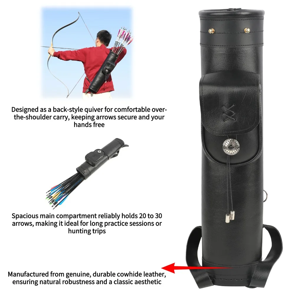 Cowhide Archery Arrow Quiver S - Quiver Arrow Back ulasan dan harga