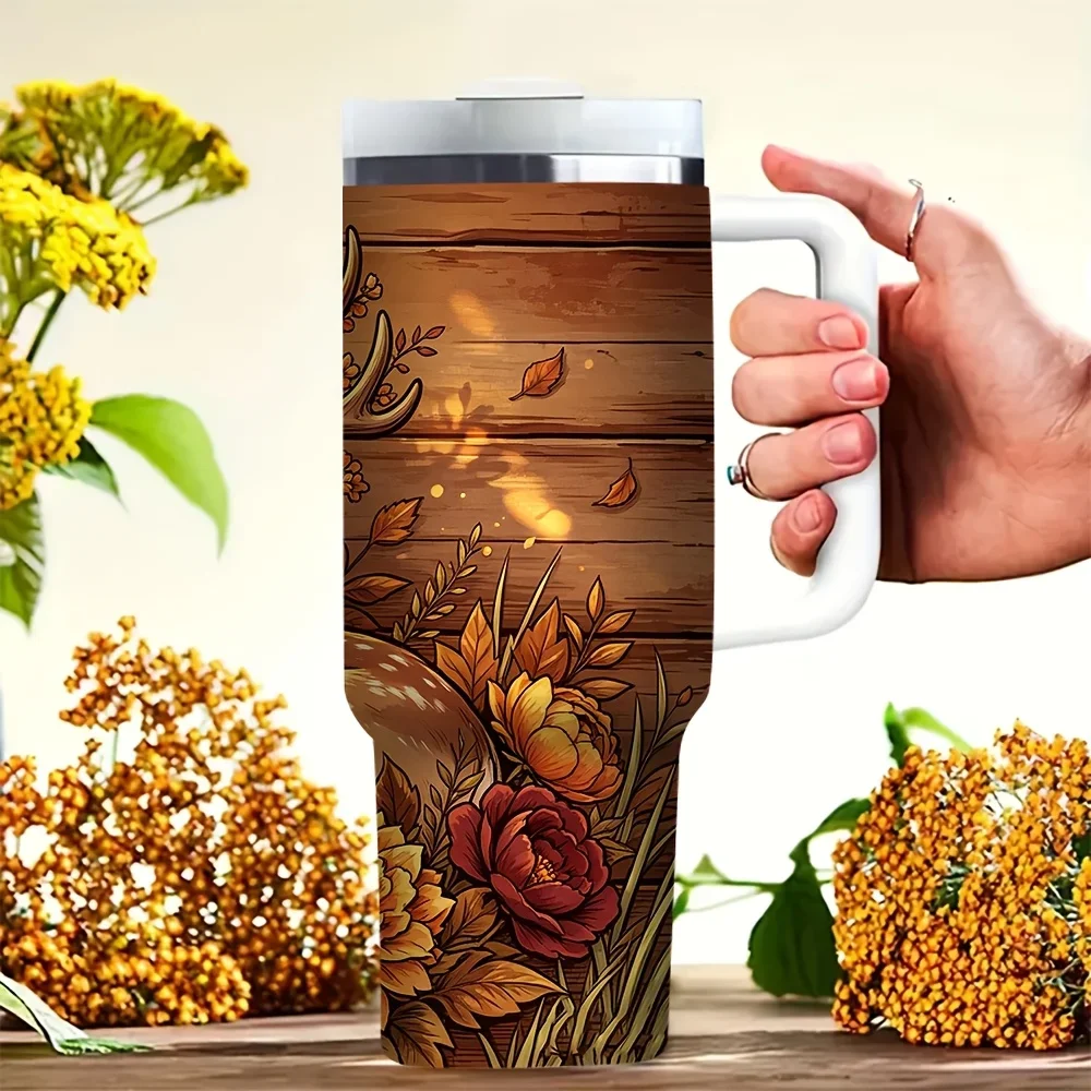 40Oz Tumbler with Handle, Beau - Hunting Outdoor Background ulasan dan harga