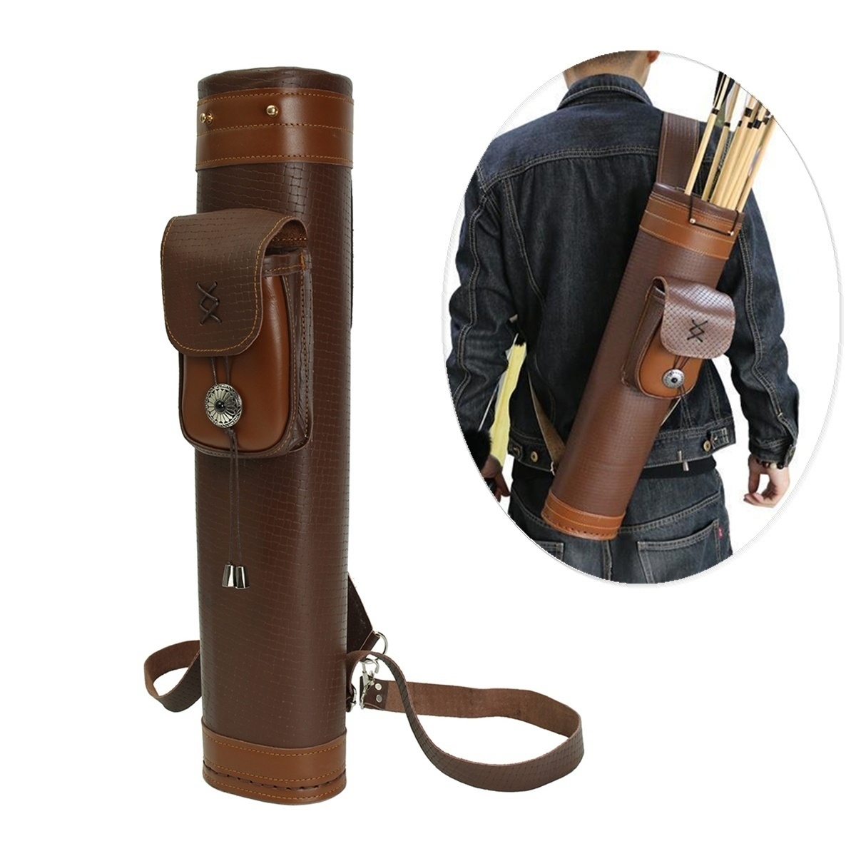 HOT Traditional Genuine Leathe - Quiver Arrow Back ulasan dan harga