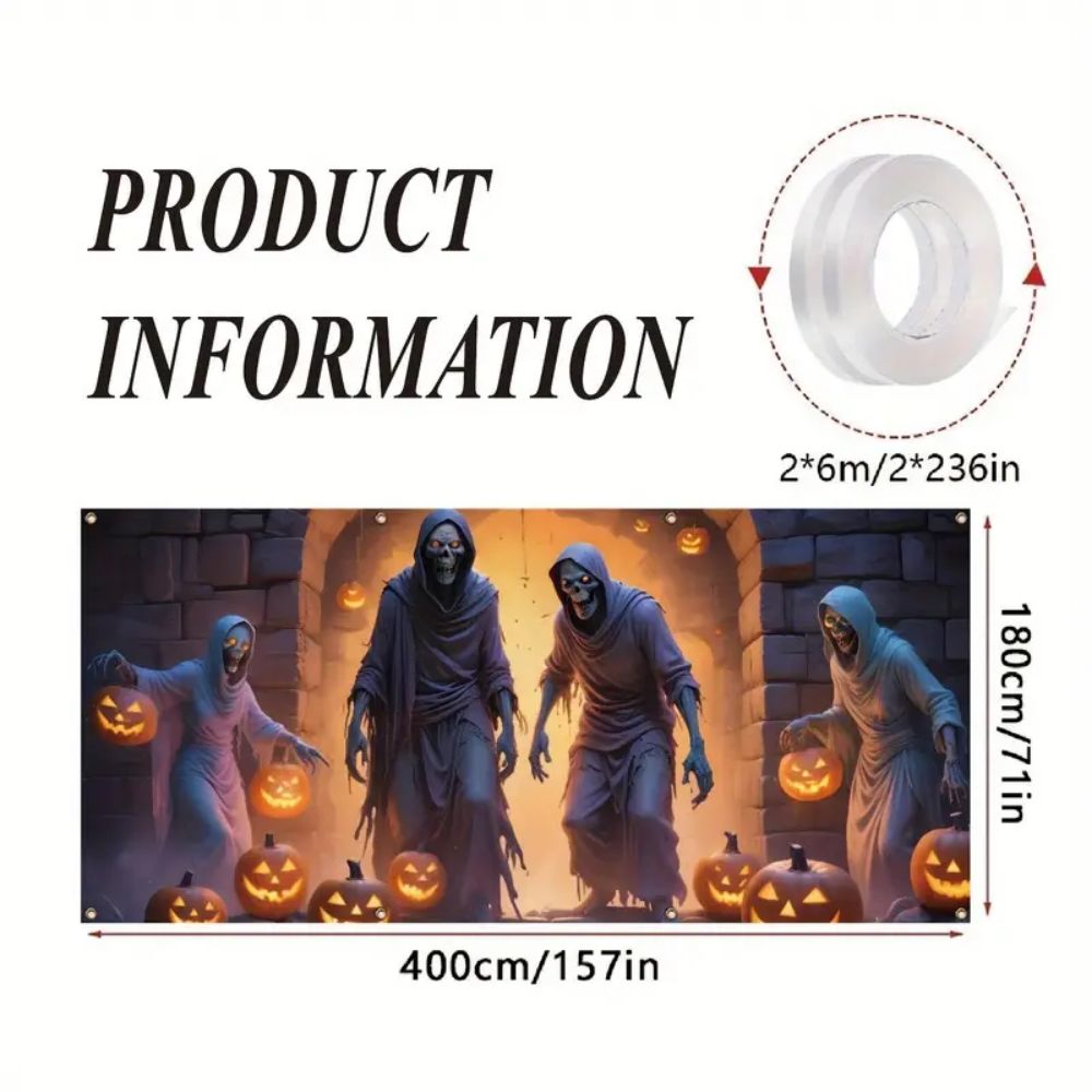 VIKAMA Halloween Garage Banner - Hunting Outdoor Background ulasan dan harga