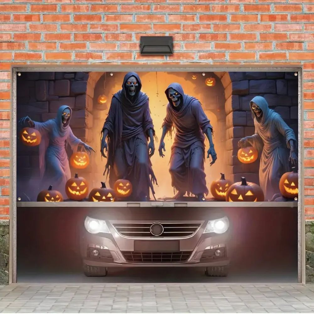 VIKAMA Halloween Garage Banner - Hunting Outdoor Background ulasan dan harga