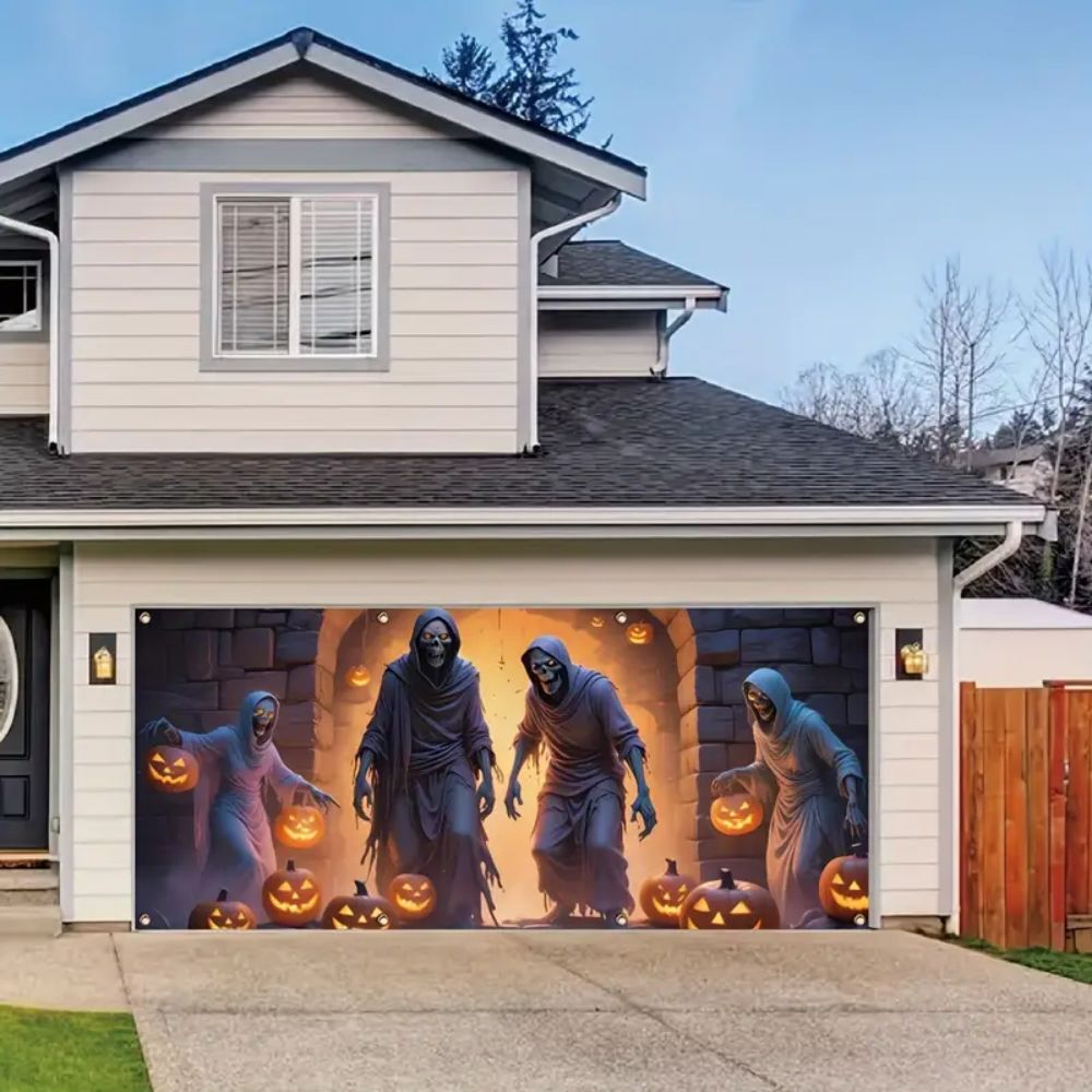 VIKAMA Halloween Garage Banner - Hunting Outdoor Background ulasan dan harga